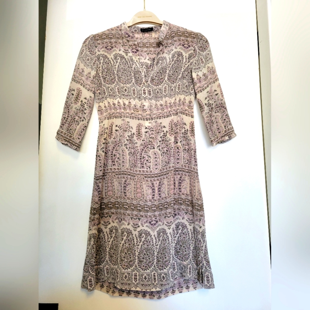 Massimo Dutti 100% Silk Paisley Tunic Dress Size 36